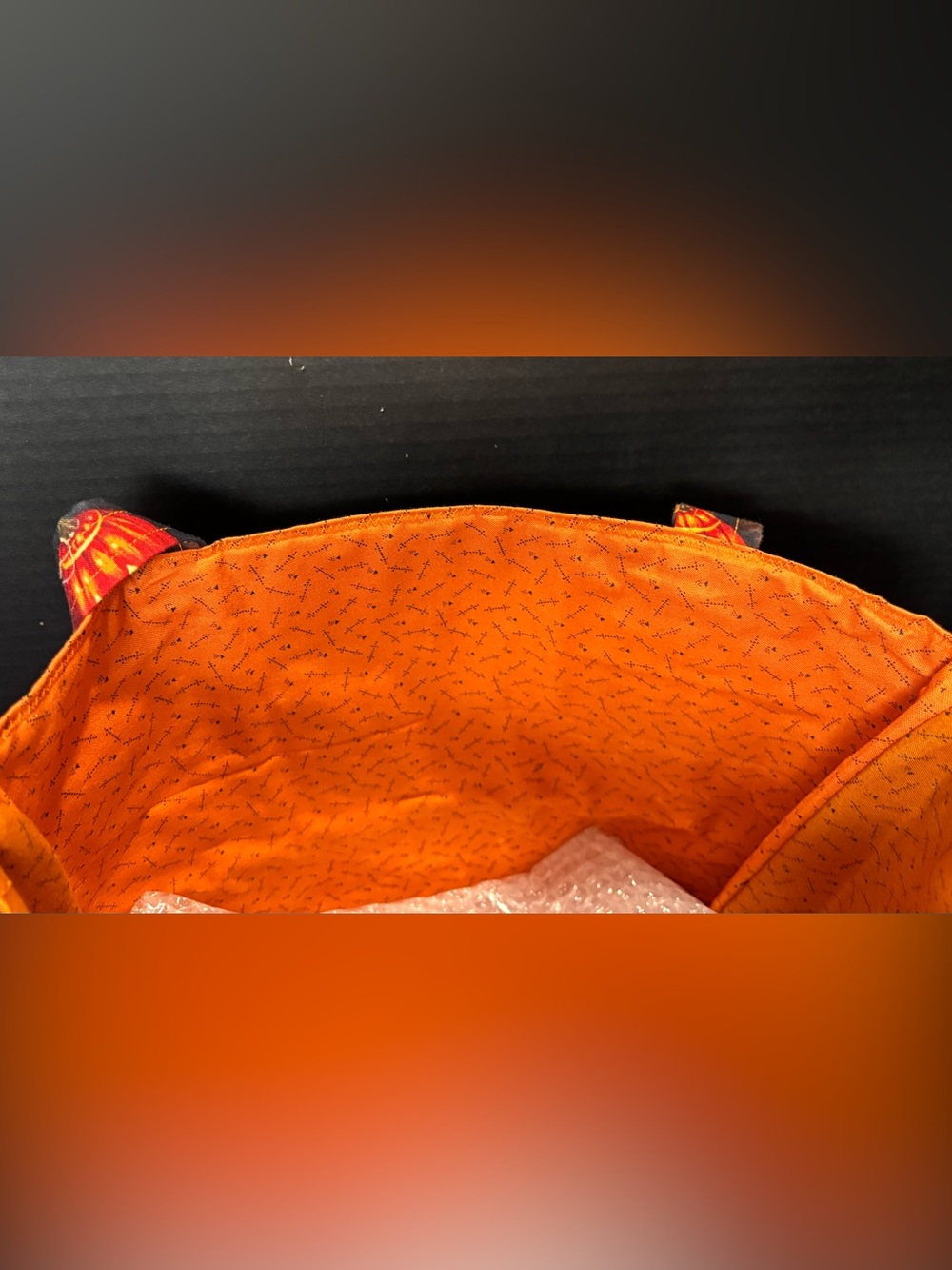 Quilted Halloween Jack O Lanterns Witches Brooms Tote Bag - Picture 3 of 3